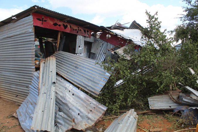 Building allegedly damaged by US strike on Kunya Barrow on May 17th, 2020 (via Halgan Media)