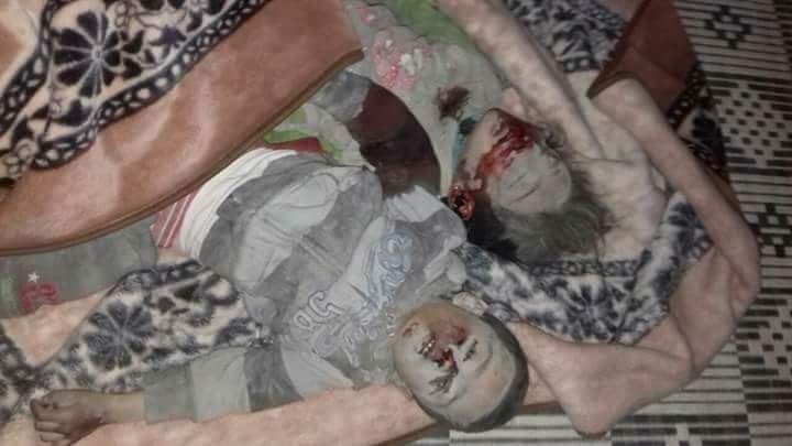 GRAPHIC: the children of Abd al Aziz al Barakat al Ahmad al Faraj who were killed in an alleged Coalition strike on Mansoura, March 30th (via RBSS)