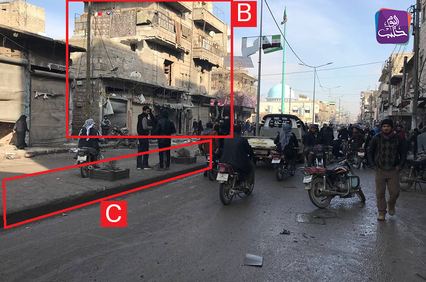 Tagged audio-visual material from sources. Imagery: Halab Today TV