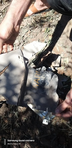 Remnants of the missile from a US drone that killed a civilian in Qurqaniya, Syria on May 3, 2023. (Image posted by @anasanas84)