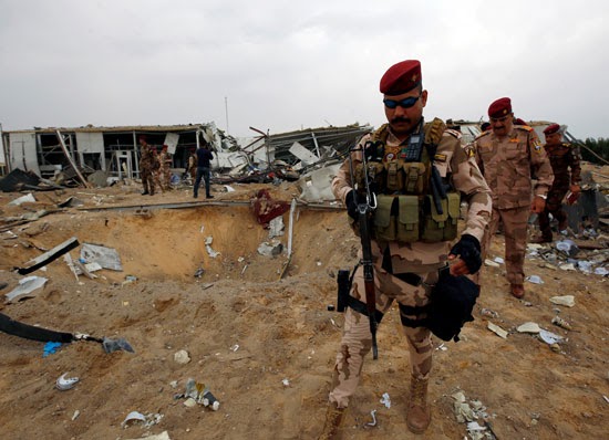 Aftermath of an American airstrike on Karabala international airport project on March 13th, 2020 (via youm7)