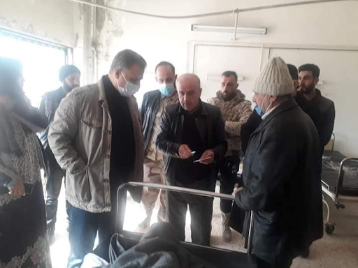 A member of the Ba'ath party in Idlib paid a visit to hospital where wounded civilians as a result of the Israeli airstrike were staying. (via Idlib, Salqin )