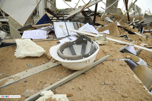 Image showing the damage caused to Karabala International Airport project which was still under construction when attacked by the US in an airstrike on March 13th, 2020 (via imamhussain)