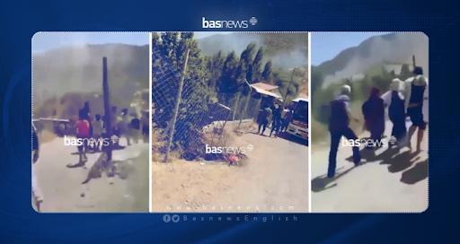 The moment alleged Turkish artillery shelling hits a touristic site in Kurdistan Region’s Duhok province on July 17, 2022. (Image posted by BasNews)
