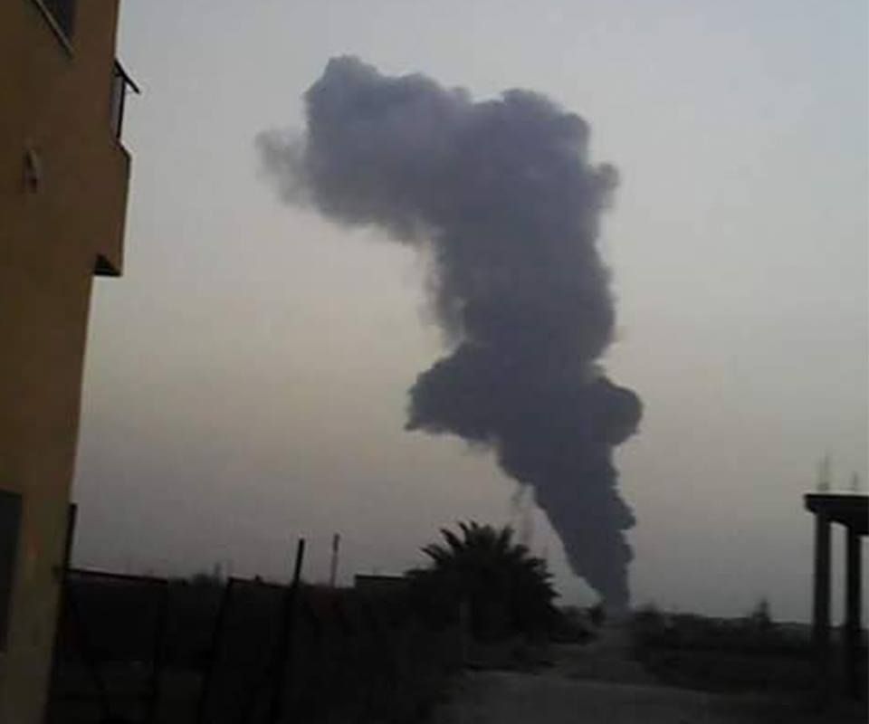 An image showing one of the raids on Al Bukamal, Feb 24th (via Deir Ezzor is Being Slaughtered Silently)
