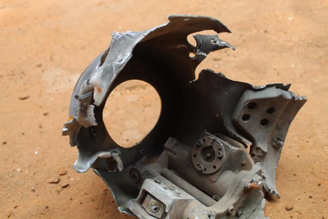 Munition fragement allegedly found after US strike on Kunya Barrow on May 17th, 2020 (via Somali Memo)