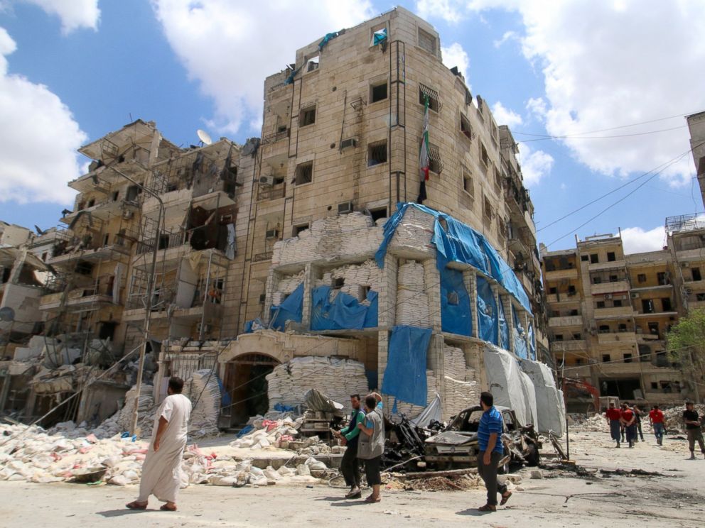 Remnants of Al Quds hospital in al-Sukkari, Aleppo after intense aerial shelling.