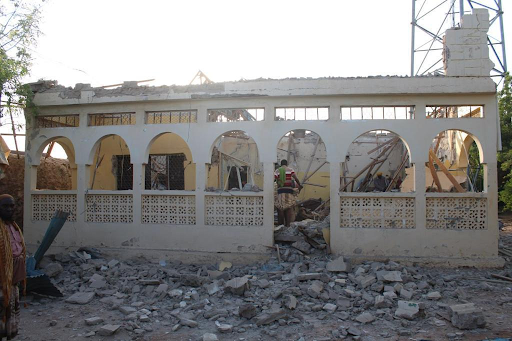 Damage to a telecom company caused by airstrikes in Saakow on June 17, 2023. (Image posted by @Hormuud)