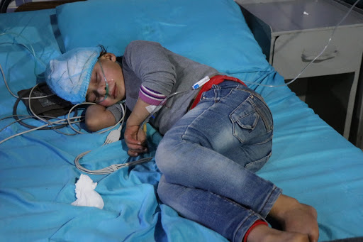 A child injured in an alleged Turkish attack on Tal Rifaat. Dec 2nd 2019 (via ANHA)