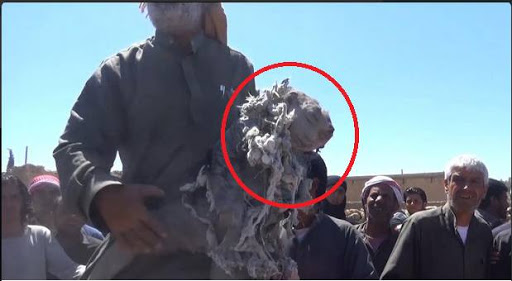 A series of stills from a video published by ISIS-affiliated media showing very graphic imagery of the dead a large proportion of them children. The video itself has been removed from youtube. [Via: SN4HR report published on May 6th 2015]
