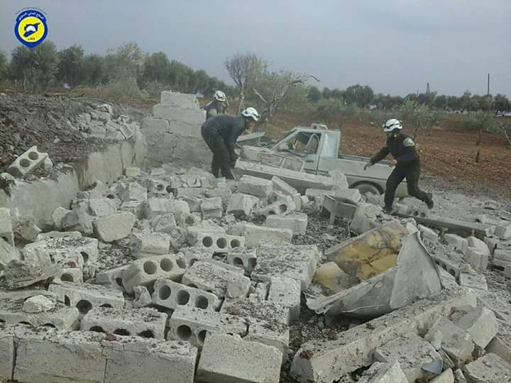 The aftermath of a raid on Ma'arasta al Khan, Feb 1st (via White Helmets)