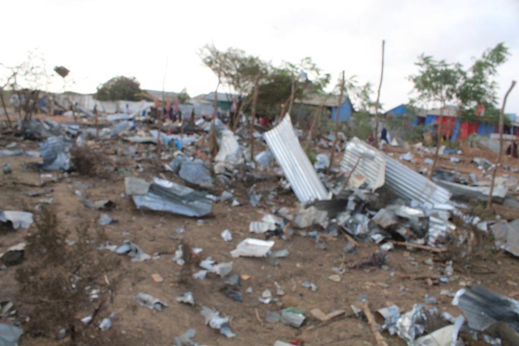 Reported damage at Kunyo Barrow following a US airstrike on February 23rd 2019 (Image via Al Shabaab propaganda)