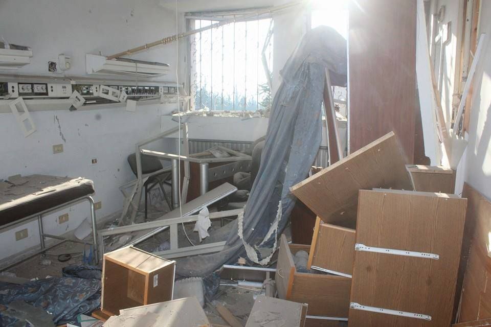 The interior of the National Hospital in Maarat al Numan following an alleged Russian airstrike on Feb 15th (via SNN)