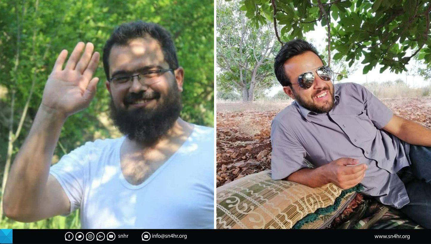 Image Caption: "The nurse Mohammad Husni Mishnen and the ambulance driver Fadi al Omar were killed as fixed- wing warplanes we believe were Russian fired missiles on an emergency point of Hama Ambulatory system- supported by Syrian American Medical Society (SAMS)- in Bsiqa village in the northwest of Ma’aret Harma village in the southern suburbs of Idlib governorate, on August 14th" (via Syrian Network for Human Rights)