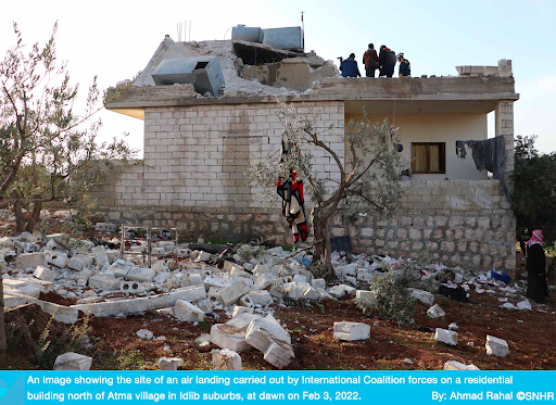 The site of US air raid on February 3rd 2022 (Syrian Network for Human Rights)