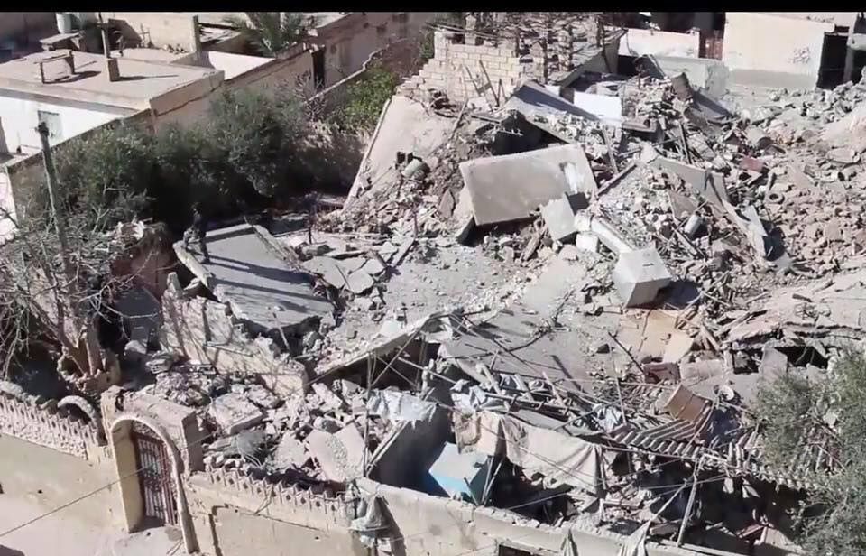 The aftermath of one of several alleged Coalition strikes on multiple locations in Al Tabaqa, March 19th (via RBSS)