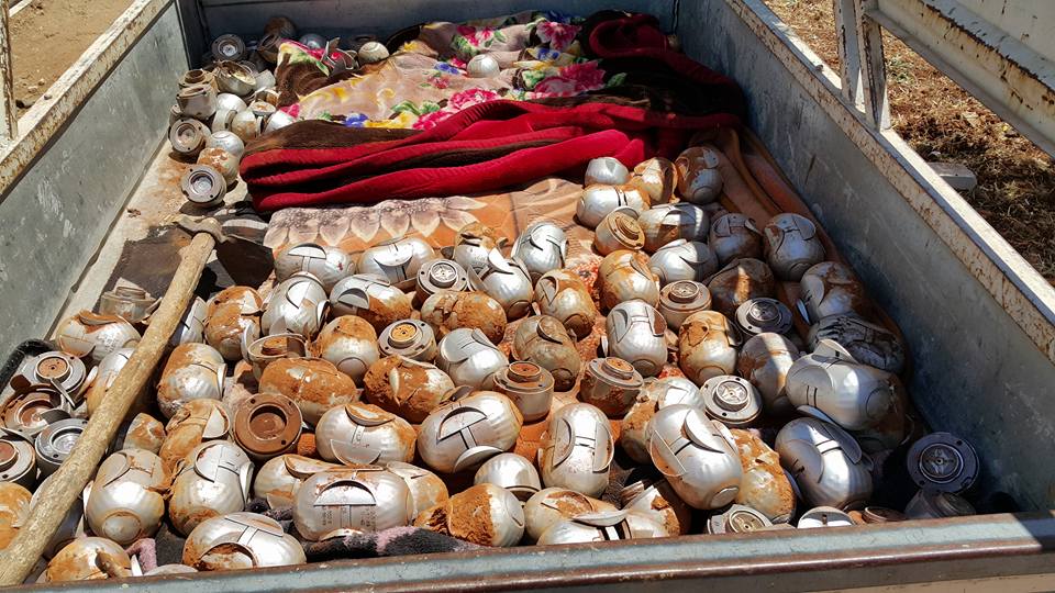 Image of cluster ammunition remnants fired by suspected Russian warplanes on Termanein town, July 11th 2016.