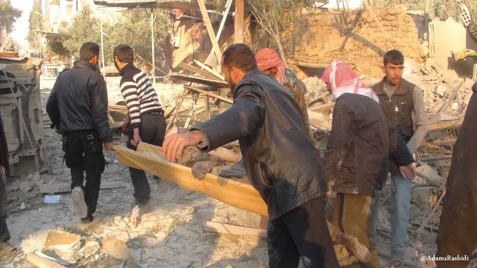 Victims of a major alleged Russian airstrike on Bzeina December 22nd (via @AdamsRashidi)