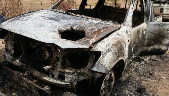 Vehicle that was damaged by the raid. Photo sent to Mwatana by a relative