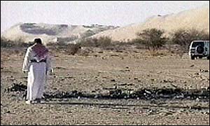 The BBC posted this unattributed image in November 2002, which it said showed the site of the explosion in a tribal stronghold. (BBC, November 5th 2002)