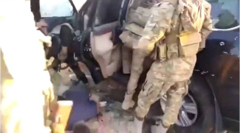 Footage by ANF. The new outlet said: "In the footage our agency ANF has received it could be see how the mercenaries from Ceyş El Vatani try to destroy the bodies of their victim. The car is that of Hevrin Khalaf." (via ANF)