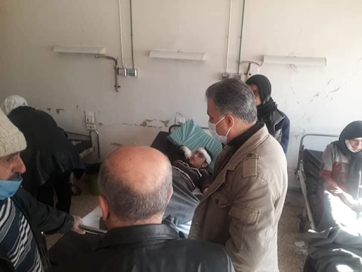 A member of the Ba'ath party in Idlib paid a visit to hospital where wounded civilians as a result of the Israeli airstrike were staying. (via Idlib, Salqin )