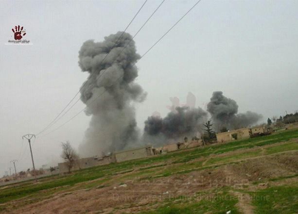 Photo of an alleged Russian raid on Mmmmmm, Jan 27th (via Deir Ezzor is Being Slaughtered Silently)