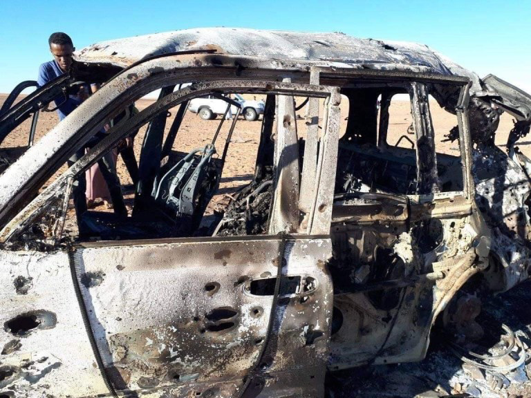 Another image of the scorched car (via Al Marsad)