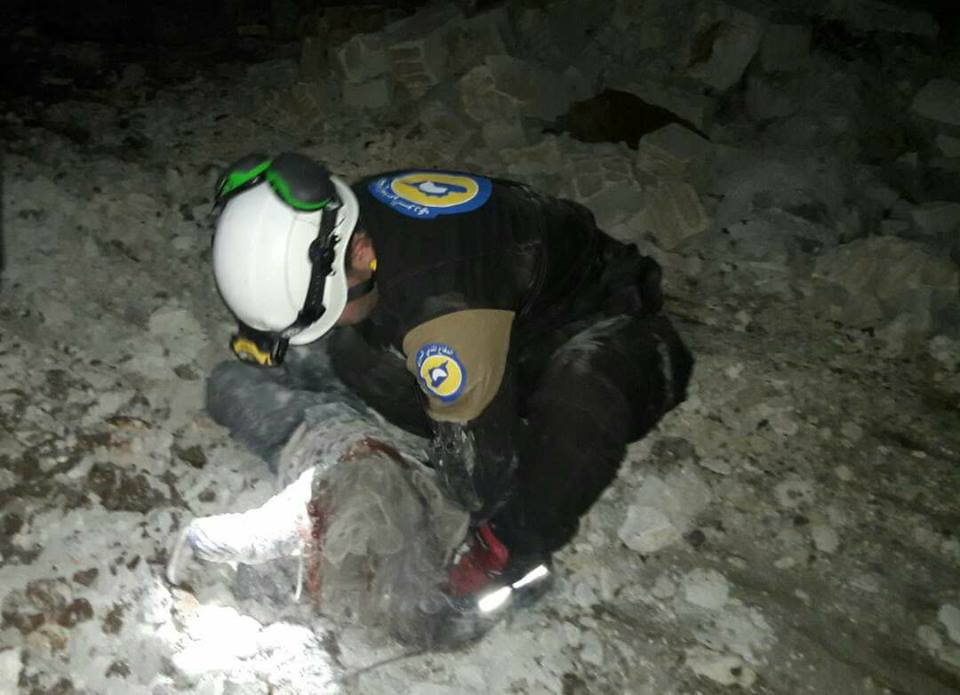The aftermath of airstrikes on Ma'saran, 29th Jan 2018. (via @SyriaCivilDef)
