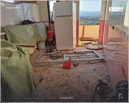 3 of 7: Shaam news uploaded photographs of the destruction and remains of the house which was targeted by a US air drop operation on February 3rd in the Atma region of northern Syria (Image via Facebook)