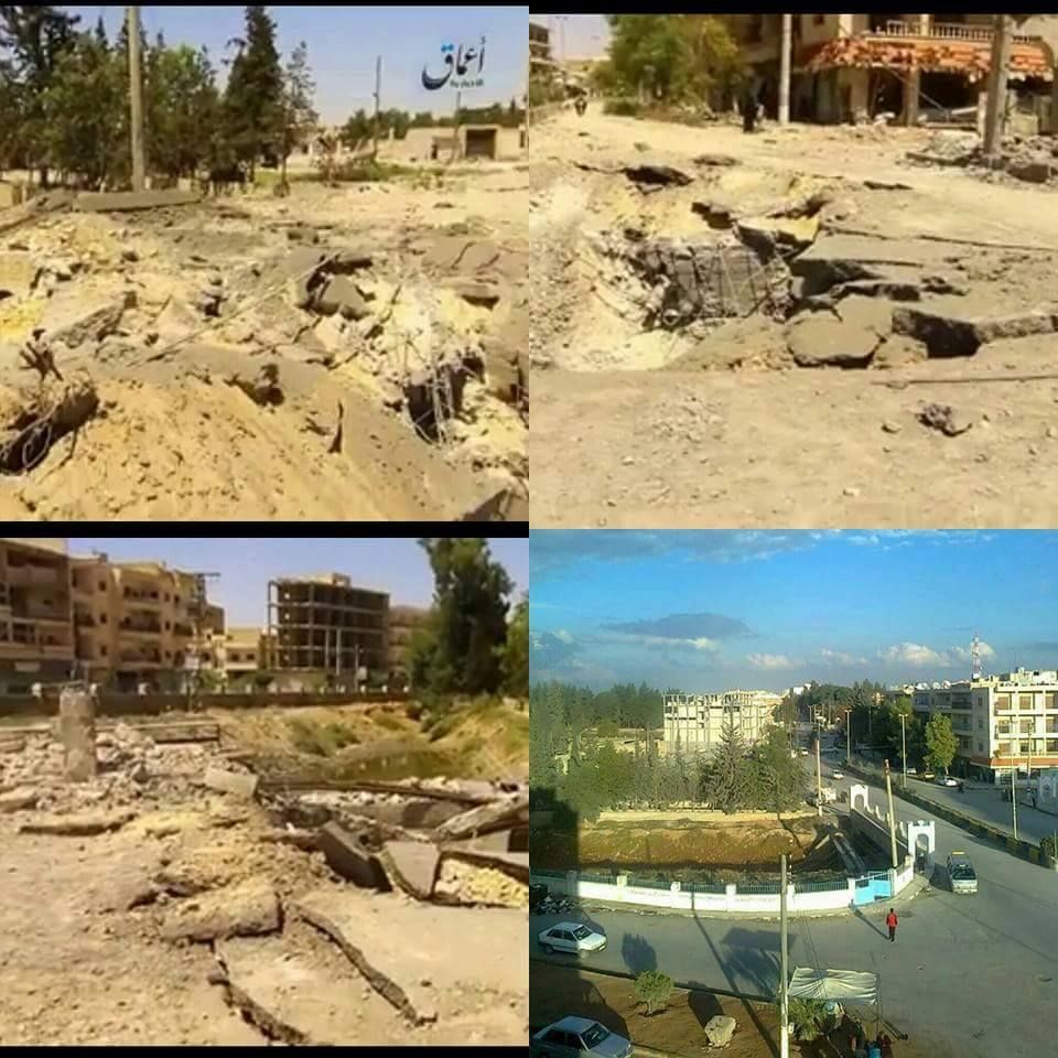 Al A'Amaq issued photos of what it said was the site of 5 civilian deaths from Coalition strikes in Manbij