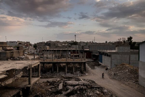 The site of a Coalition strike in Yabisat, West Mosul on March 5, 2016. (Image by Ivor Prickett for The New York Times)