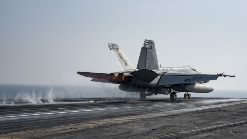 An F/A-18E Super Hornet launches from USS Dwight D. Eisenhower , Nov 17th (US Navy)