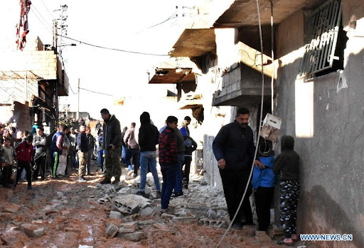 Damage caused by alleged Israeli or Syrian regime missile strikes on Hama on January 22, 2021. (Image posted by Xinhua)