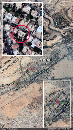 Exact location of alleged Israeli strikes on Damascus on November 12, 2019. (Image posted by Ynet)
