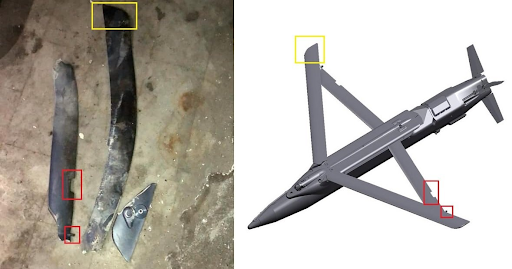 Remnants of Syrian air defence rockets/bomb showed on the Syrian TV. (via U Defence)