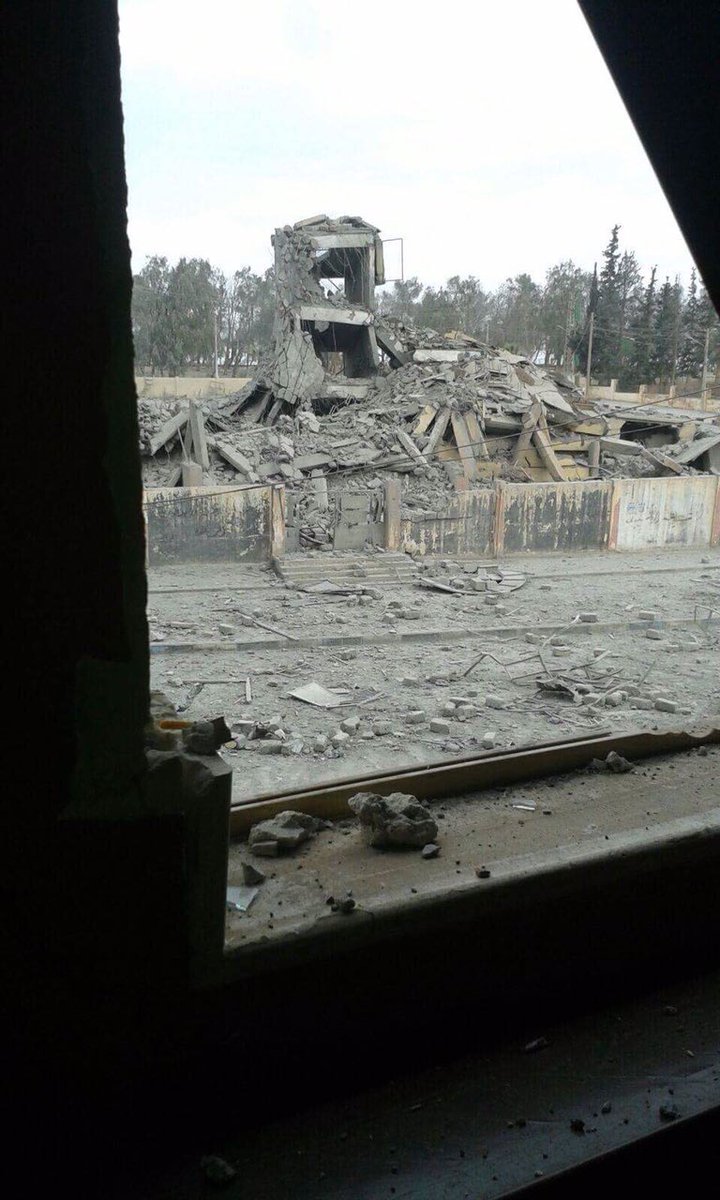 A sample of images showing general destruction in Tabaqah, following a confirmed Coalition airstrike in the vicinity, 21st March 2017. See CS602 and CS604 for more details.(via Thoaralraqqa)