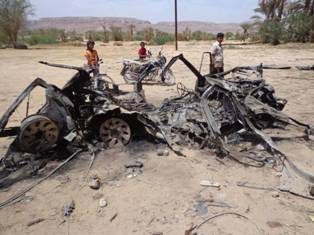 Damage caused by alleged US drone strikes on August 28, 2012. (Image posted by Dammonnet)