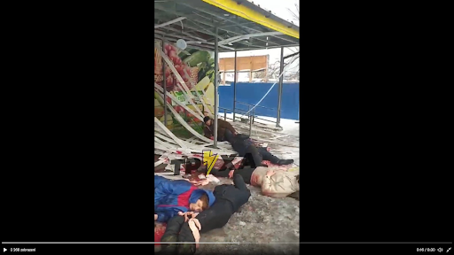 The aftermath of a reported Russian missile strike on a supermarket in Kharkiv on March 6th 2022 (Image via @Sabados7 / Twitter)