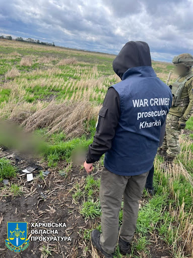 Remnants of a vehicle blown up by an alleged Russian mine in Kharkiv on May 6, 2022. (Image posted by the Kharkiv Regional Prosecutor's Office)