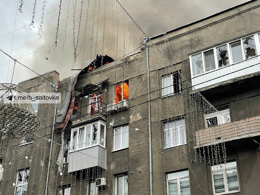 Damage caused by alleged Russian shelling of Kharkiv on April 17, 2022. (Image posted by XC_Kharkiv via Telegram)
