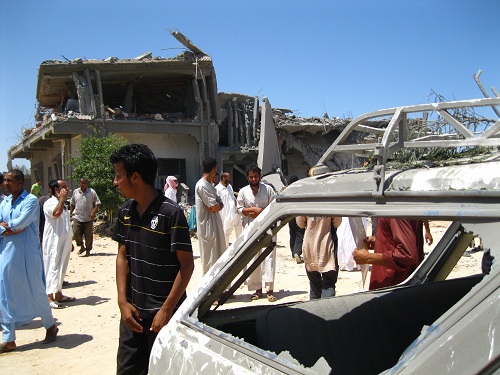 House allegedly destroyed by NATO airstrikes on Majer on August 8th, 2011 (via Global Research)