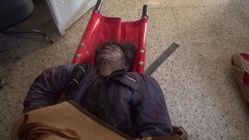 A series of stills from a video published by ISIS-affiliated media showing very graphic imagery of the dead a large proportion of them children. The video itself has been removed from youtube. [Via: SN4HR report published on May 6th 2015]