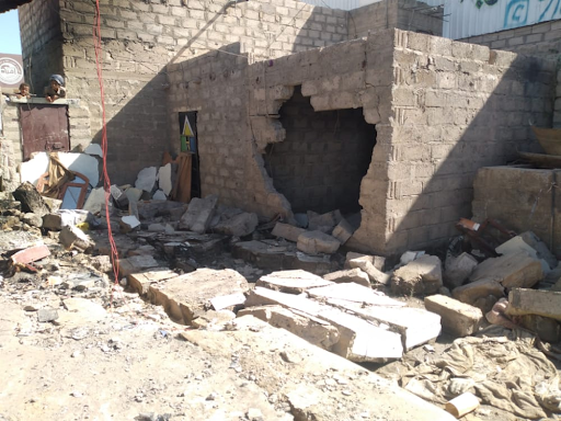 Damage caused by caused by alleged US drone strikes on a home east of Marib on November 30, 2022. (Image posted by @bdallhbnbwdals1)