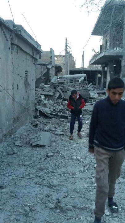 A sample of images showing general destruction in Tabaqah, following a confirmed Coalition airstrike in the vicinity, 21st March 2017. See CS602 and CS604 for more details. (via RBSS)