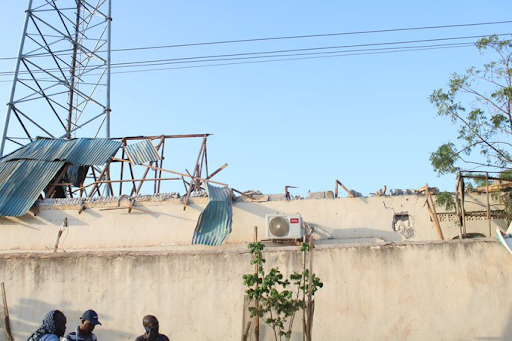 Damage to a telecom company caused by airstrikes in Saakow on June 17, 2023. (Image posted by @HussienM12)