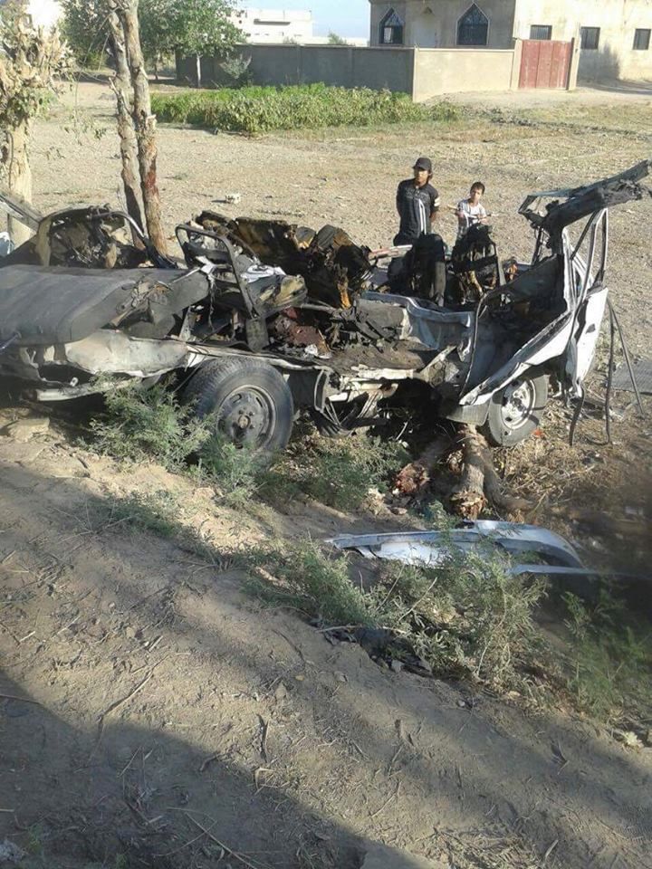 One of the vehicles bombed (via Our al Bukamal)