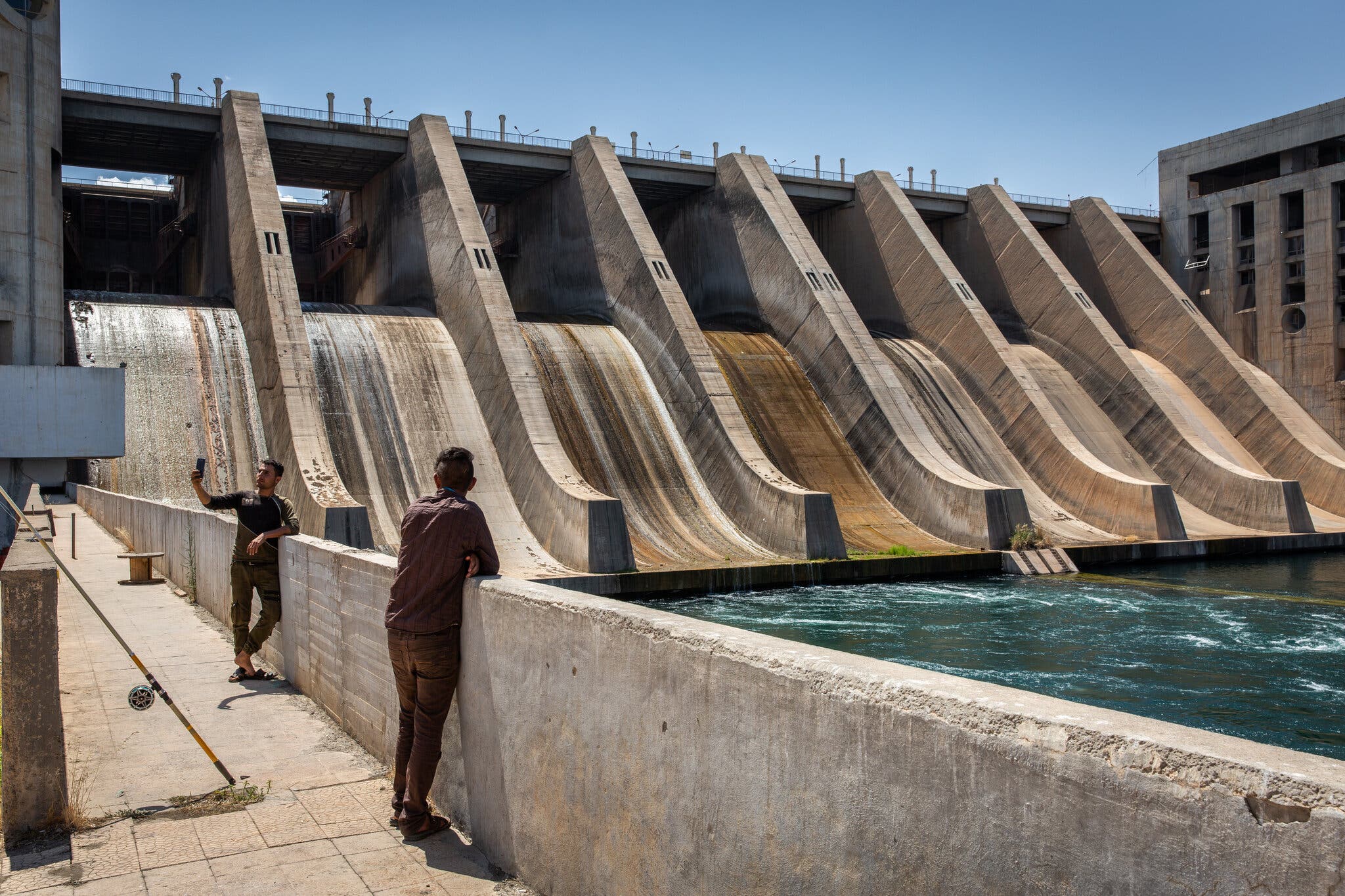 The Tabqa Dam in 2018. Civilian no-strike sites were used as weapons depots, command centers, and fighting positions by the Islamic State.Credit...Ivor Prickett for The New York Times