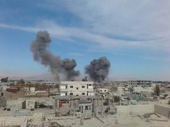 Aftermath of an airstrike near marj, January 27th 2016 (via Damascus Media Centre)