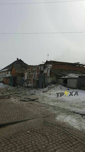 Damage to a home caused by alleged Russian shelling of Zolochev on March 10, 2022. (Image posted by Truexanewsua)